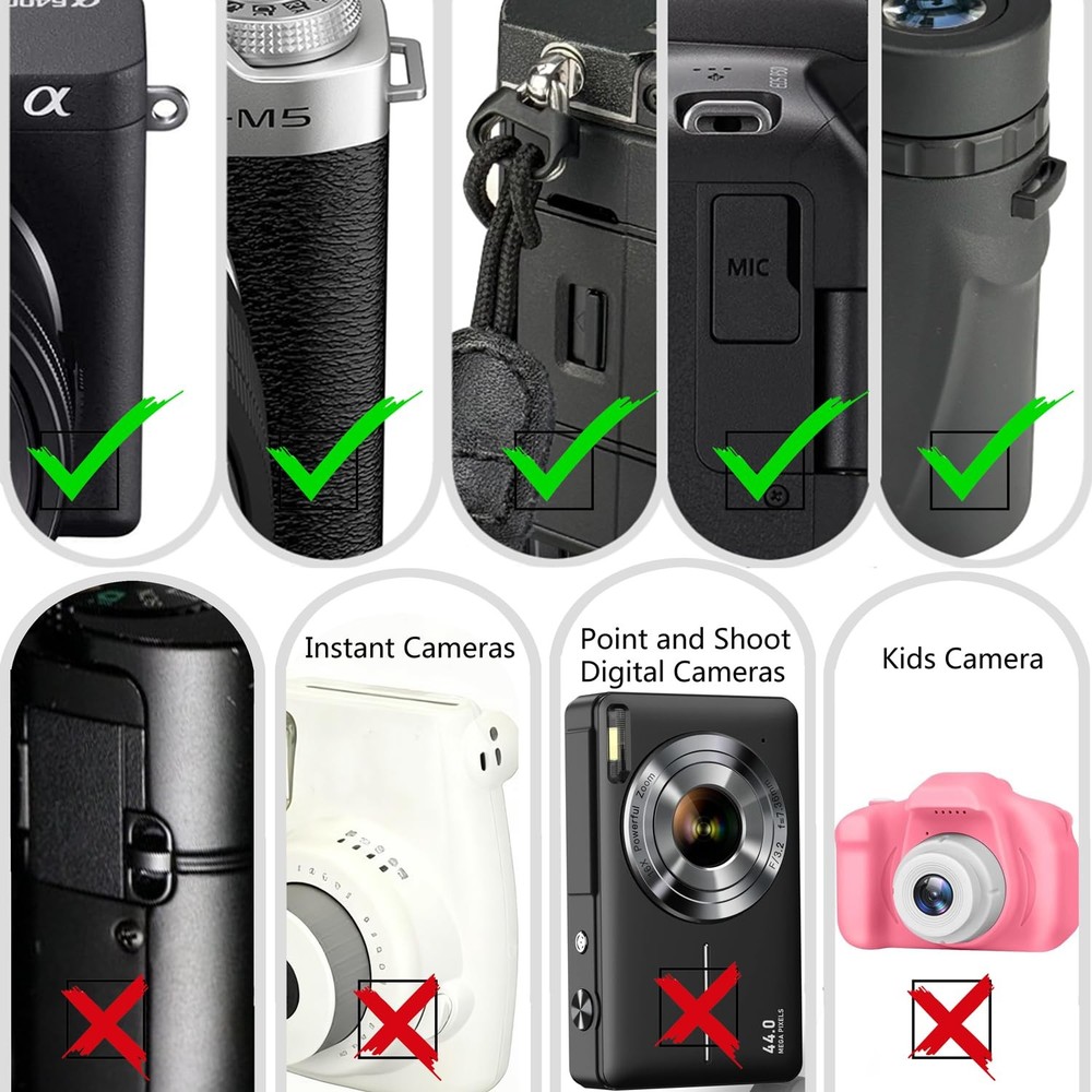 Camera Neck Strap/Thin Washable Soft Strap or 39 inch, Black