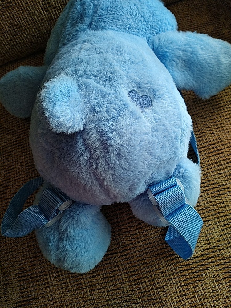 Care Bears Grumpy Blue Plush Backpack 17” With Zipper Pouch