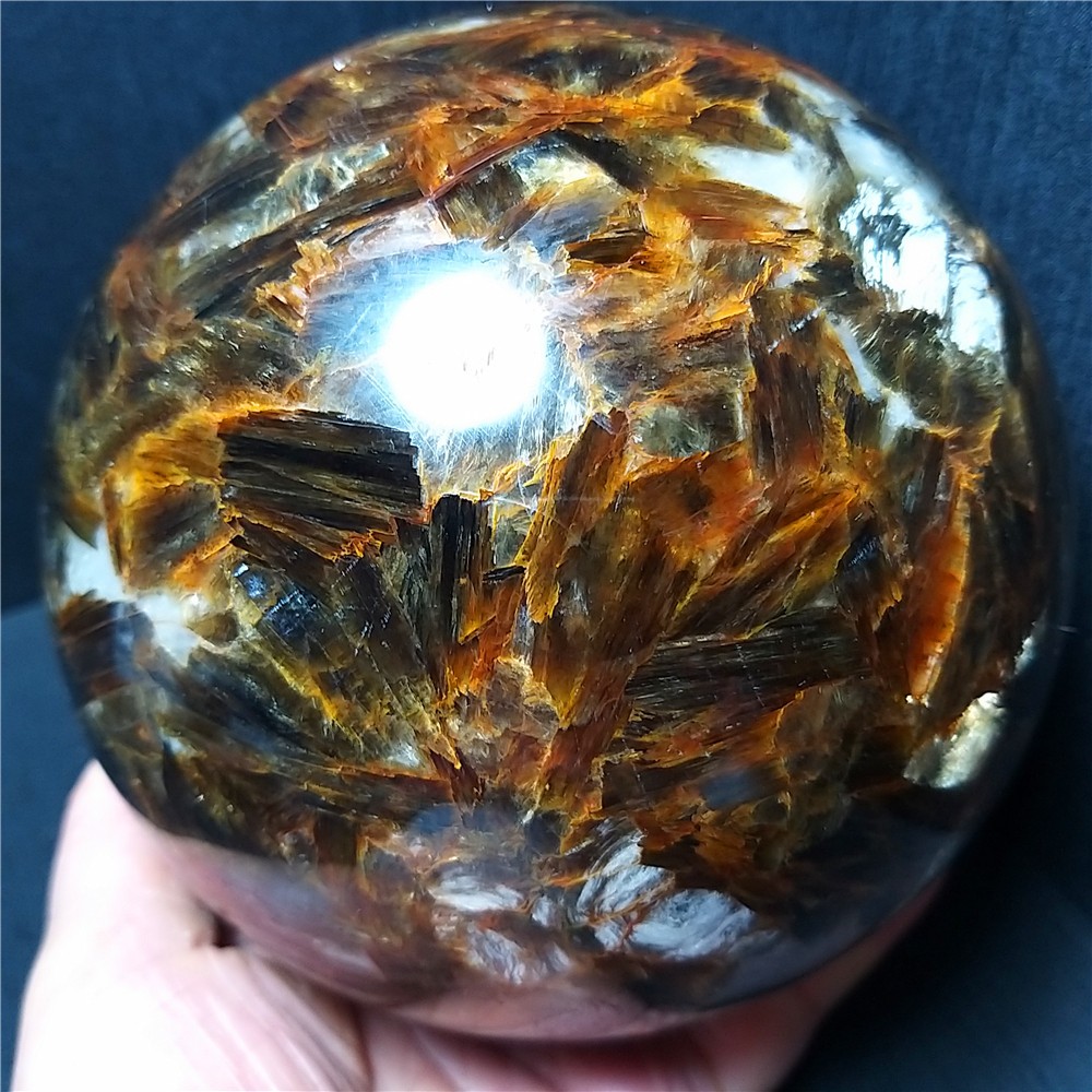 RARE 3200G Natural Brown Tourmaline Unicorn Gem Mica Symbiotic Stone Ball AC1013