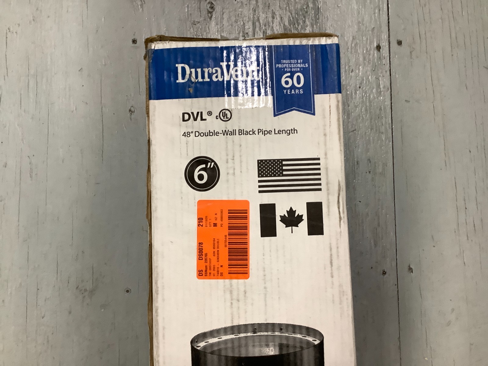 DuraVent 6DVL-48 6" x 48" Double-Wall Black Stove Pipe NEW