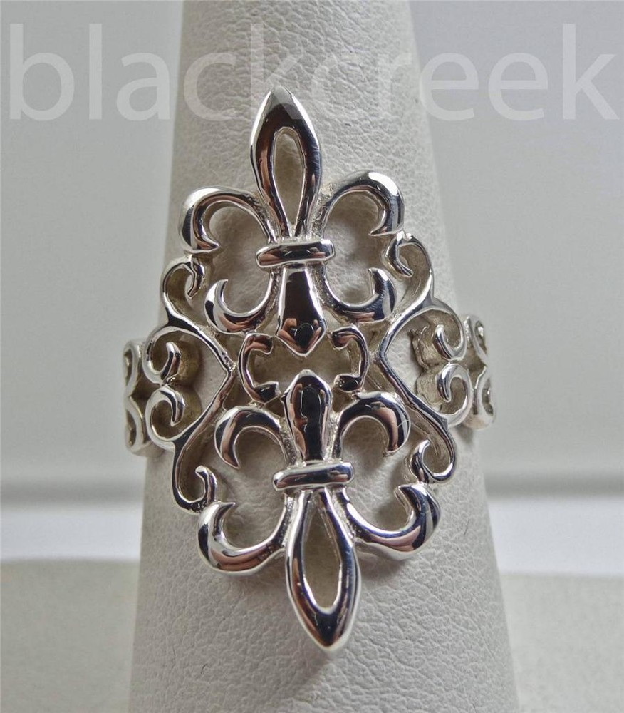 925 Steriling Silver ~ Double Fleur De Lis Wrap Ring ~ Size 4 to 12.5