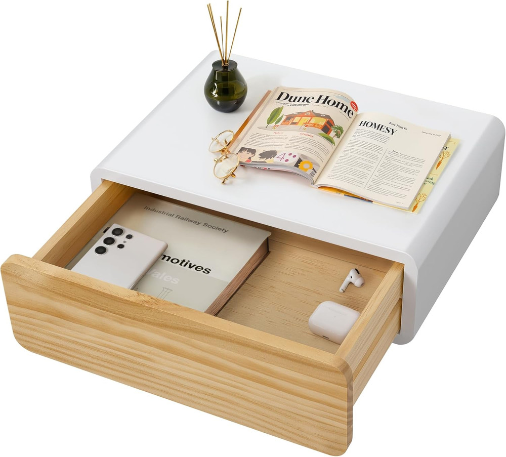 Modern Floating Nightstand with Drawers - Wall-Mounted Storage Solution