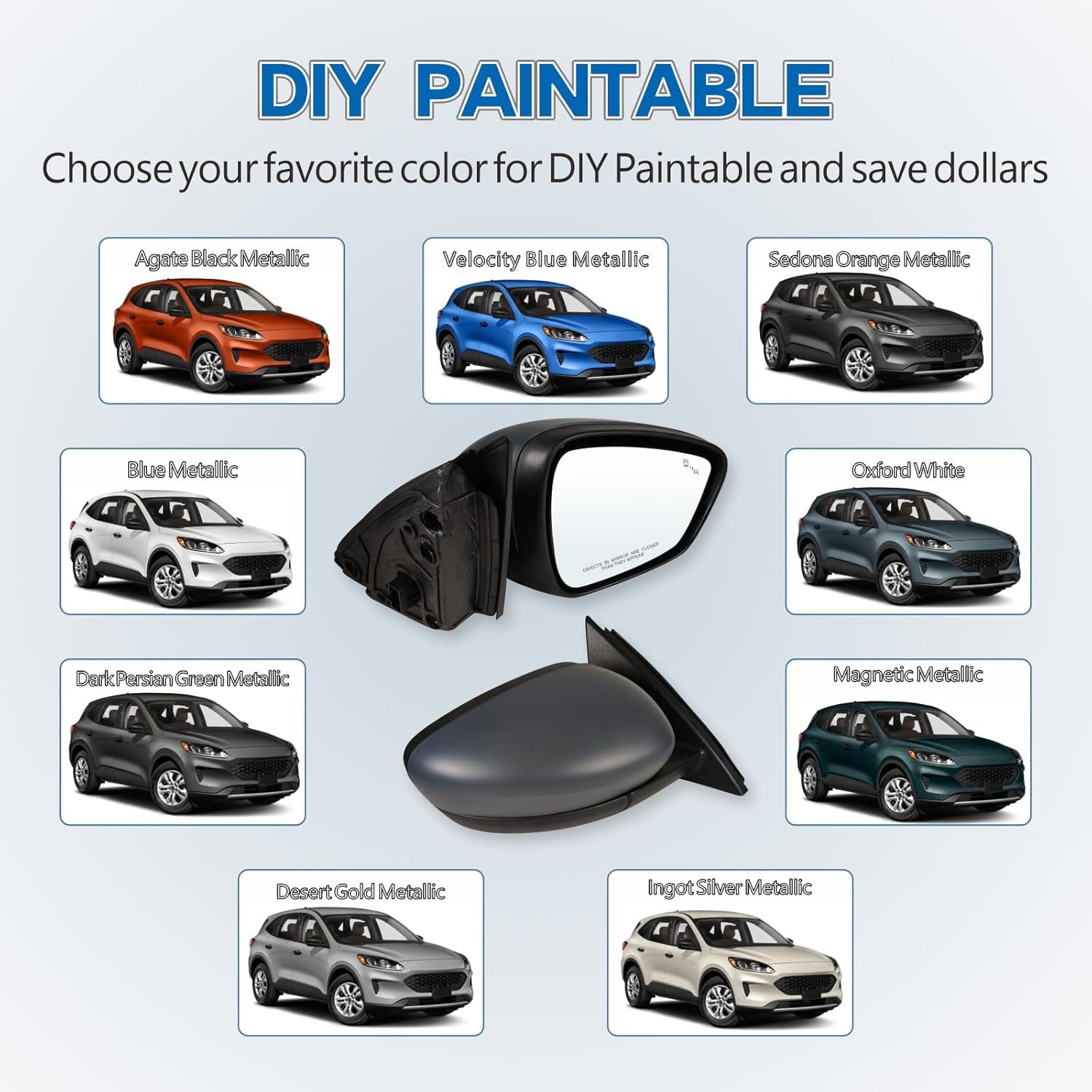 Right Passenger Side Mirror Fits 2020-2025 Ford Escape with Blind Spot Mirror, P