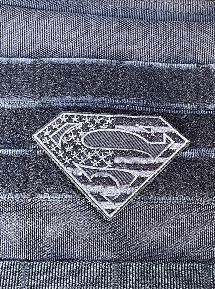 SUPERMAN American Flag Shield Tactical Morale Patch Hook and Loop Backed