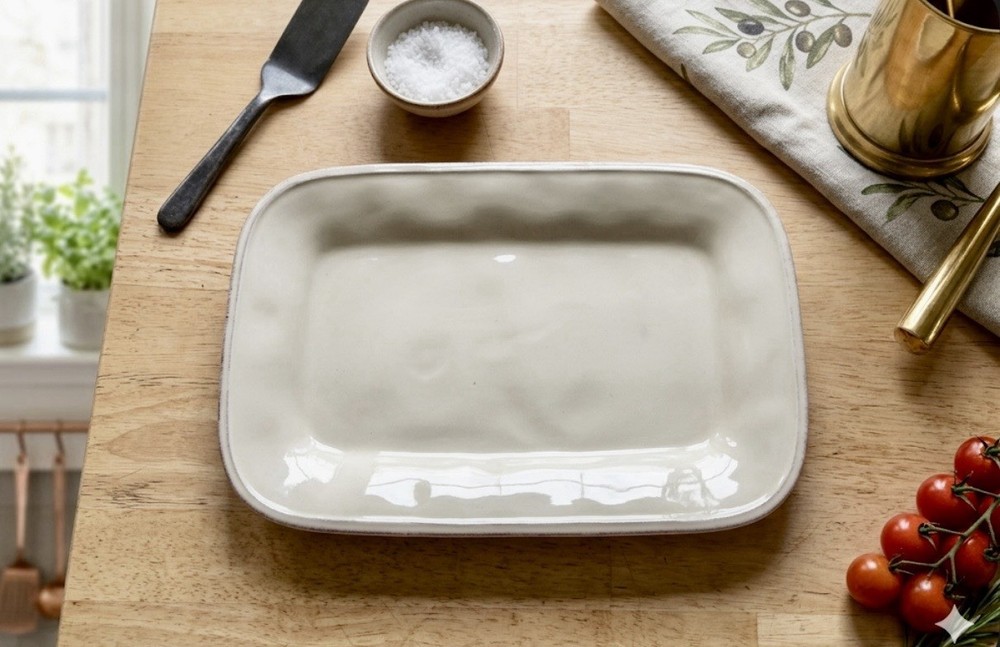 Rachael Ray Cucina Almond Cream Rectangular Serving Platter NEW