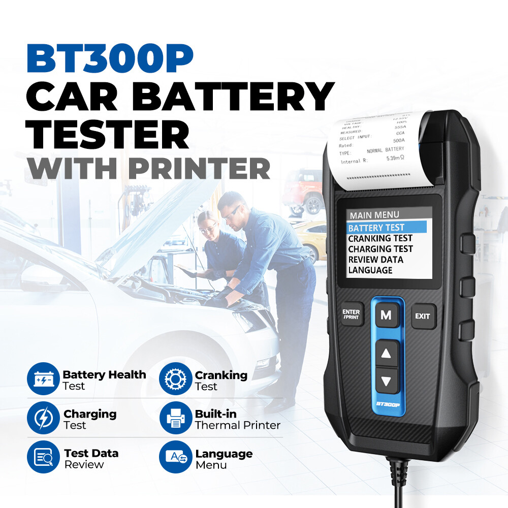 BT300P Battery Tester Compatible with Multiple Battery Types One-click printing