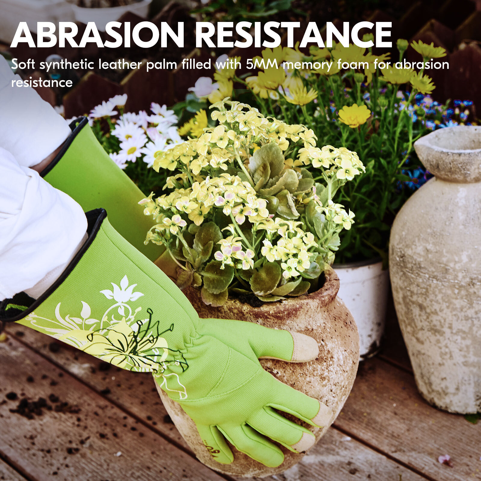 Vgo 1Pair Synthetic Leather Gardening Gloves, Washable Work Gloves (SL7445)