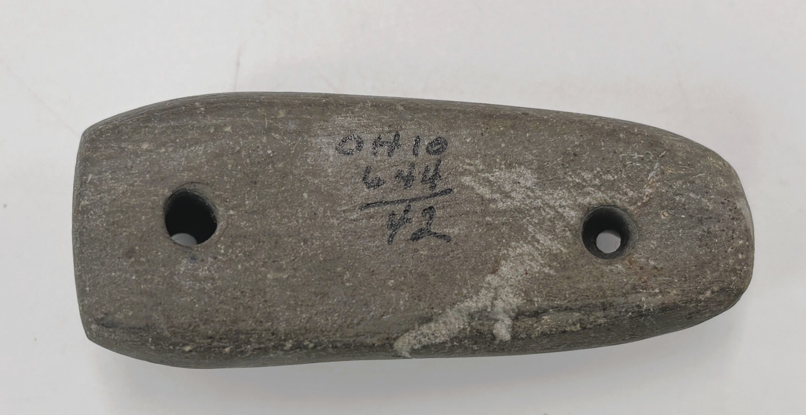 Early Native American Slate 2 Hole Gorget Thick Artifact Ohio Find