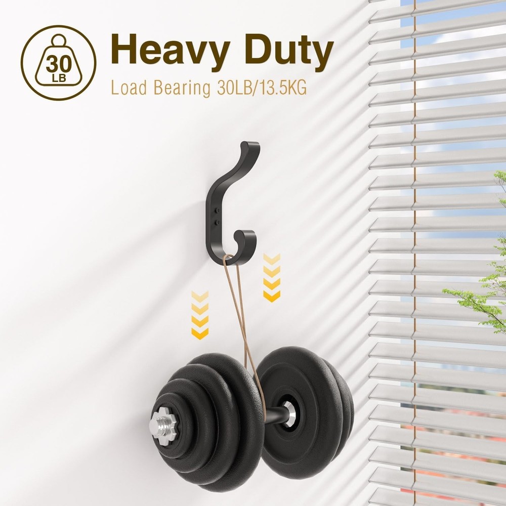 Coat Hooks Wall Mount for Hanging, Heavy Duty Backpack Hooks for Wall 4 Pack