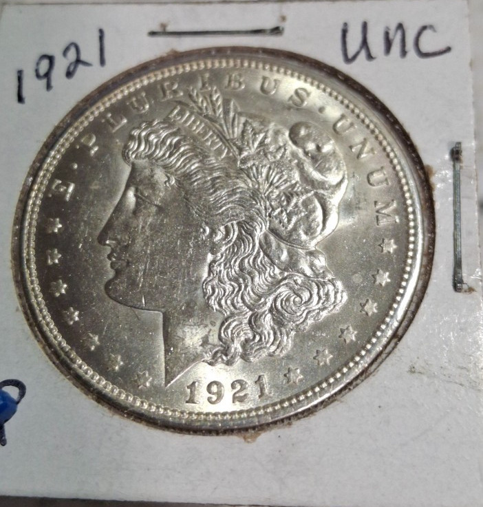 1921 Morgan Dollar, 90% Silver, Uncirculated