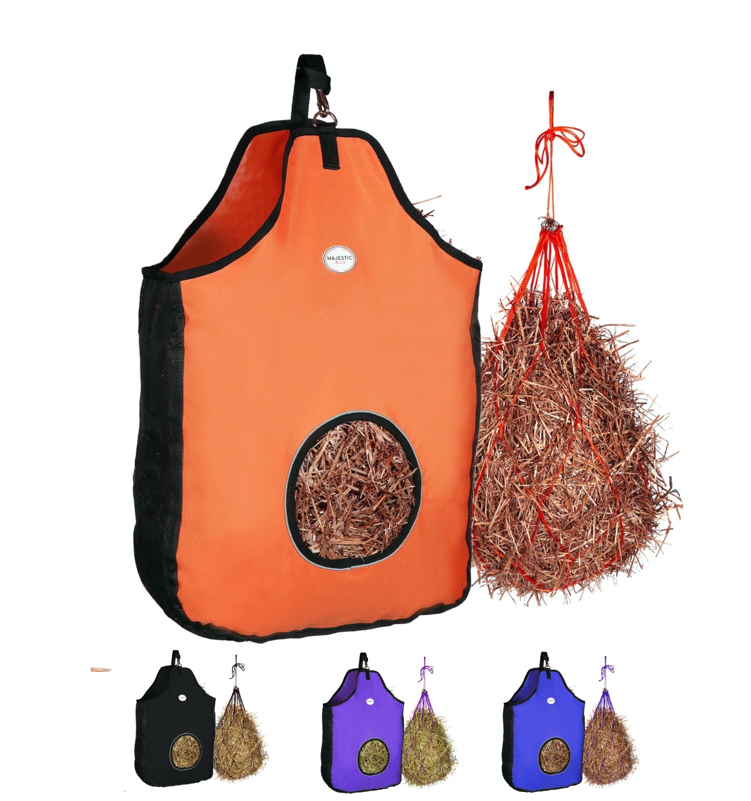 Majestic Ally 1200 D Hay Feeder Tote Bag for Horse, Sheep come with 36" Hay Net