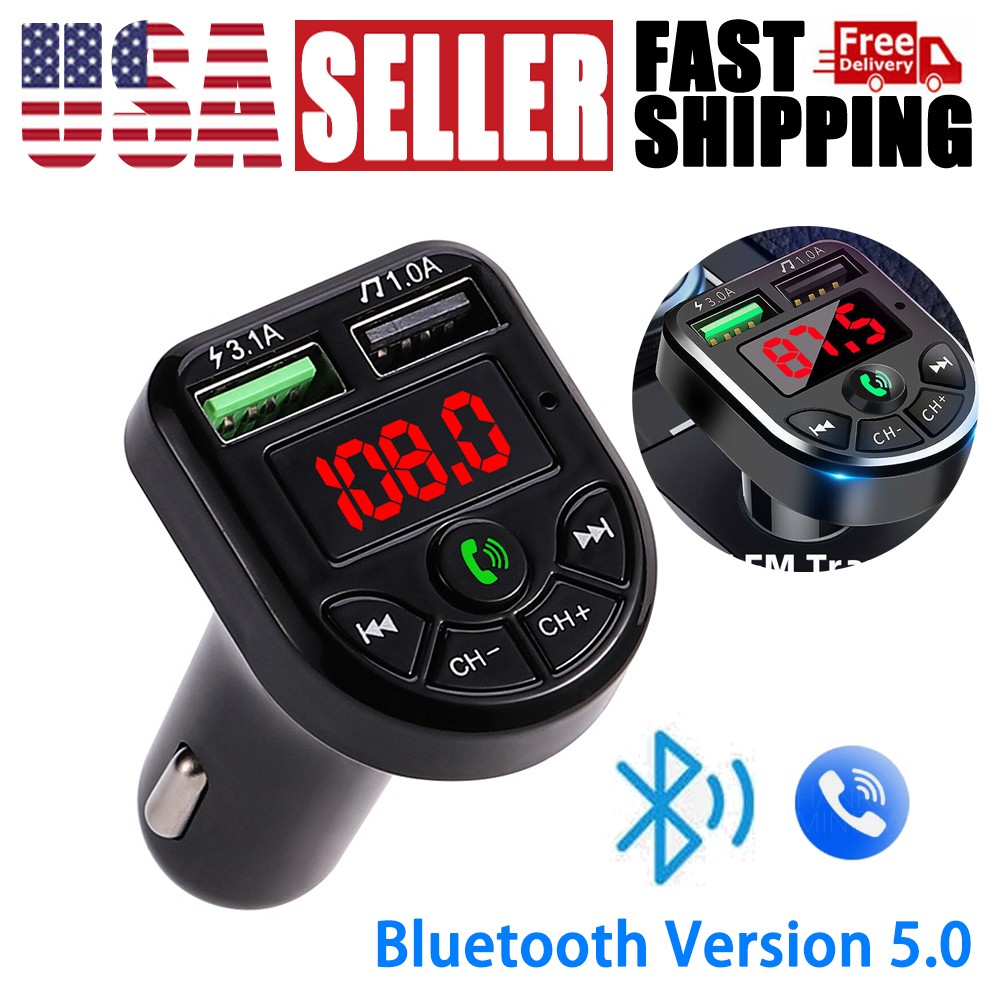 Car 2-Port USB Charger Bluetooth FM Transmitter Wireless Adapter MP3 Radio