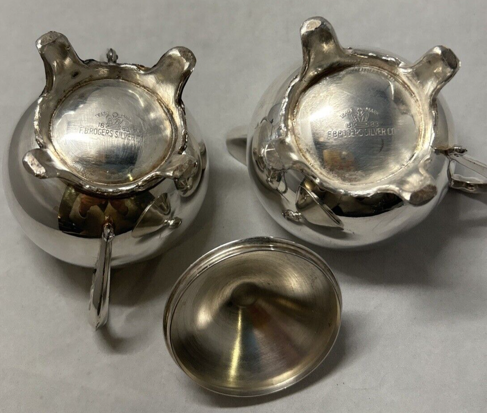 F.B. Rogers Silver Co. Silverplate Footed Lidded Sugar Bowl Creamer