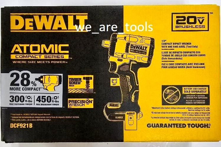 Dewalt DCF921B 20V 1/2" Impact Wrench Cordless Brushless 20 Volt Atomic Hog Ring