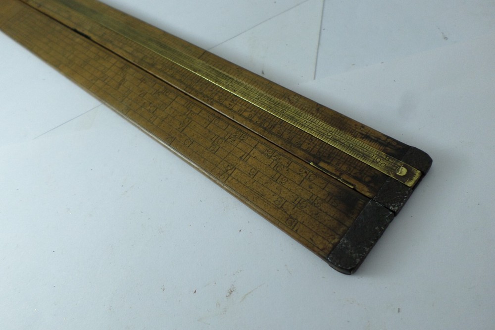F.B. Cox, Folding Slide Rule, c1830, Boxwood & Brass, Iron tips. Ref: 1902