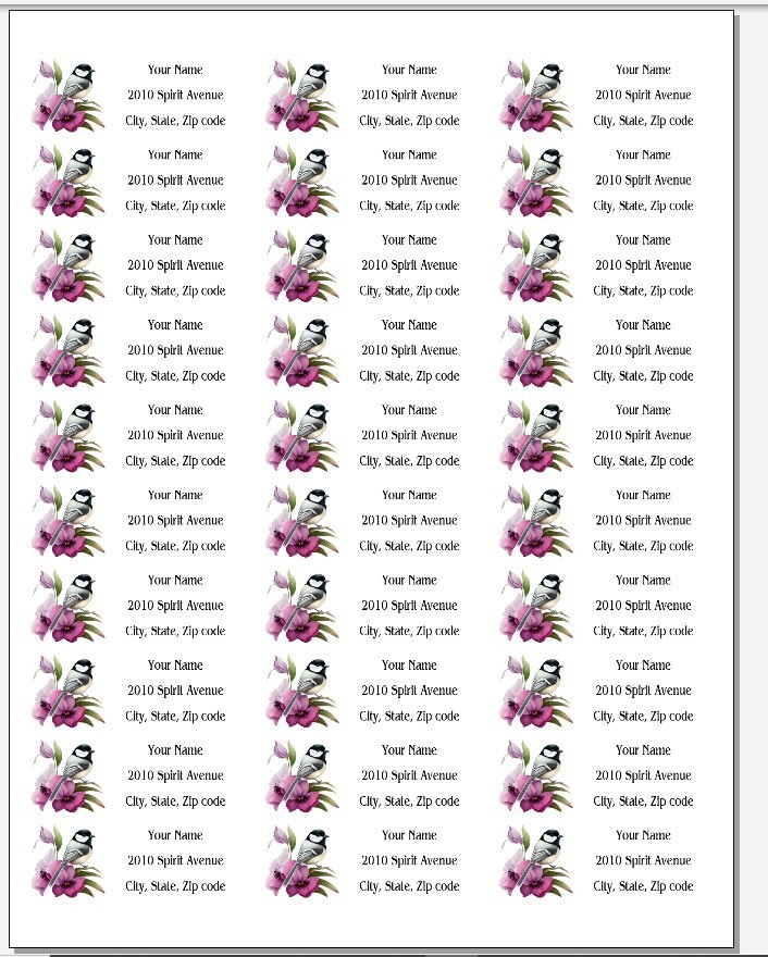 150 Beautiful Chickadee Flowers Pink Mailing Return Address Labels Personalized