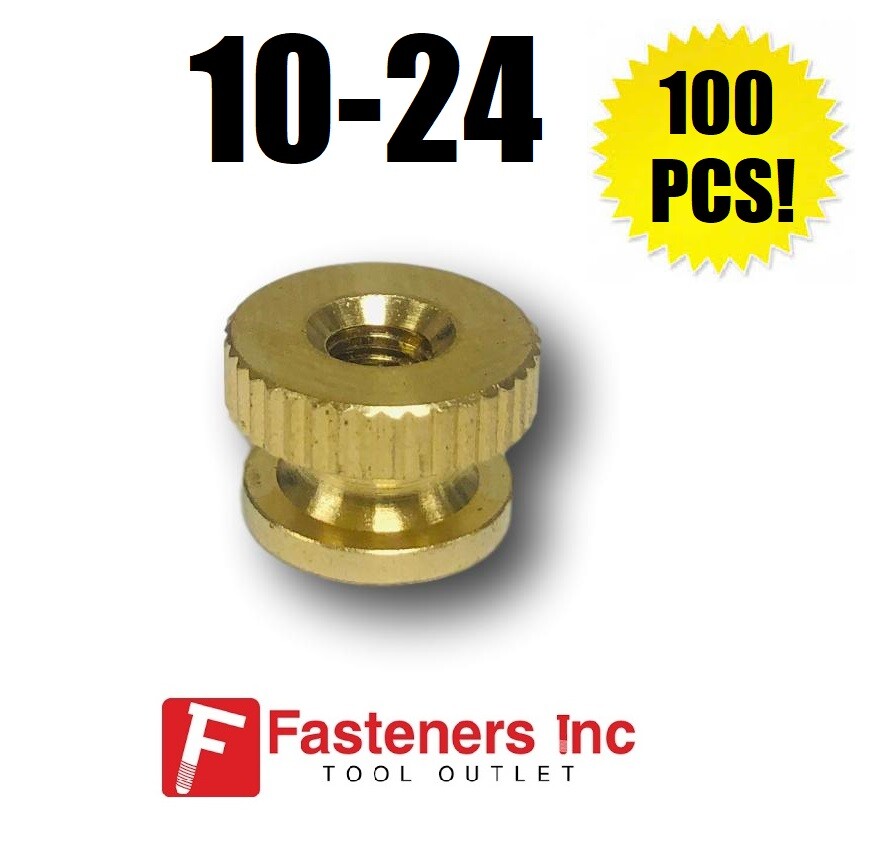 (QTY 100) #10-24 Brass Solid Knurled Thumb Nut UNC Decorative