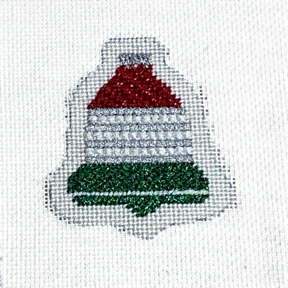The Needlepointer Shiny Brite Ornament HP Needlepoint Canvas Partially Stitched