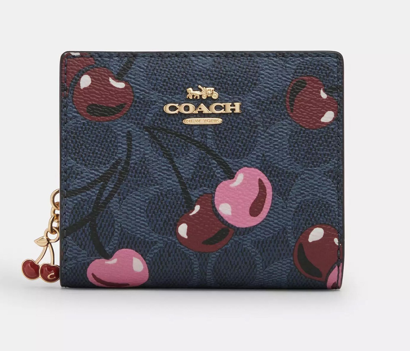 NWT Coach Snap Wallet In Signature Canvas With Cherry Print 🍒 CZ347/CZ618