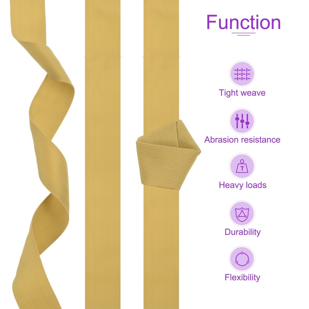 25Yard x 1 1/2" Width Nylon Webbing Strap Poly Flat Webbing Strapping Gold Tone