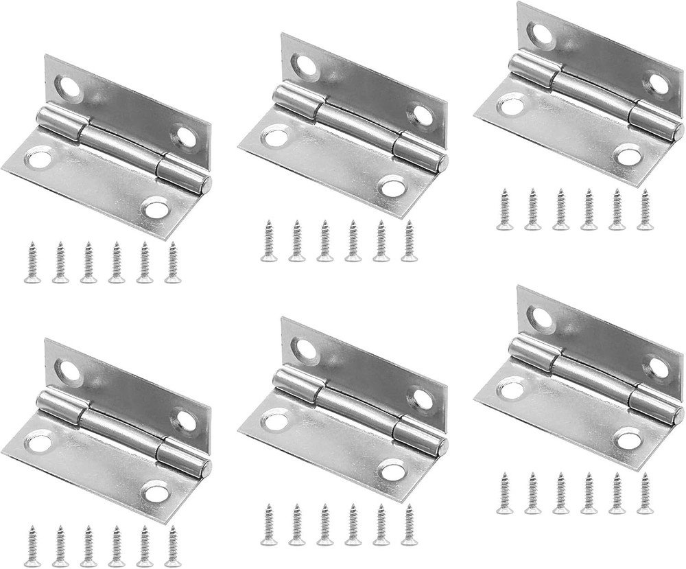 Durable 1.5" Mini Hinges - 6-Pack Rust-Resistant Craft & Cabinet Hinges