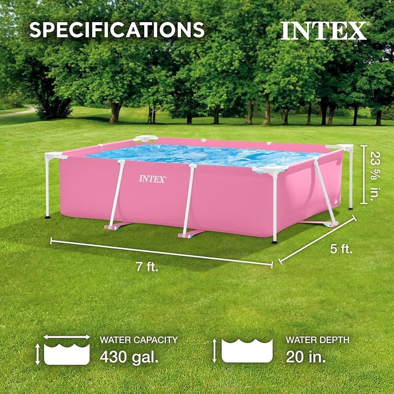 Rectangular Metal Frame Above Ground Pool Easy Setup Puncture Proof Summer Fun
