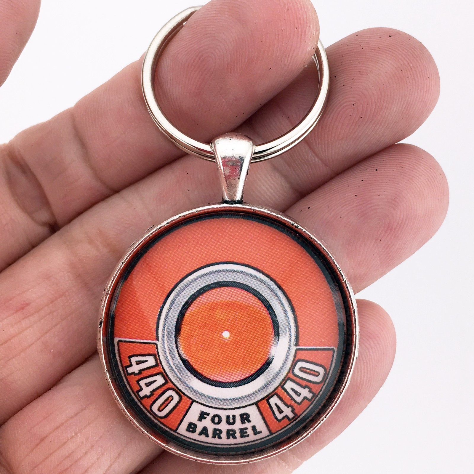Vintage Mopar Dodge 440 Barrel Air Cleaner Decal Orange 1.2"  Keychain