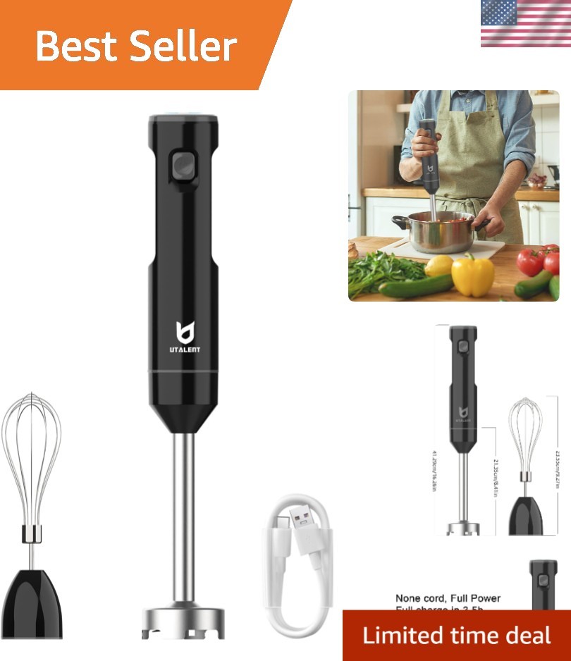 Variable Speed Immersion Blender with USB-C Charging – Perfect for Smoothies