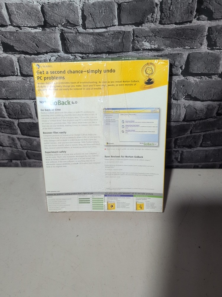 Norton GoBack 4.0 PC CD return hard drive back previous state restore feature P4