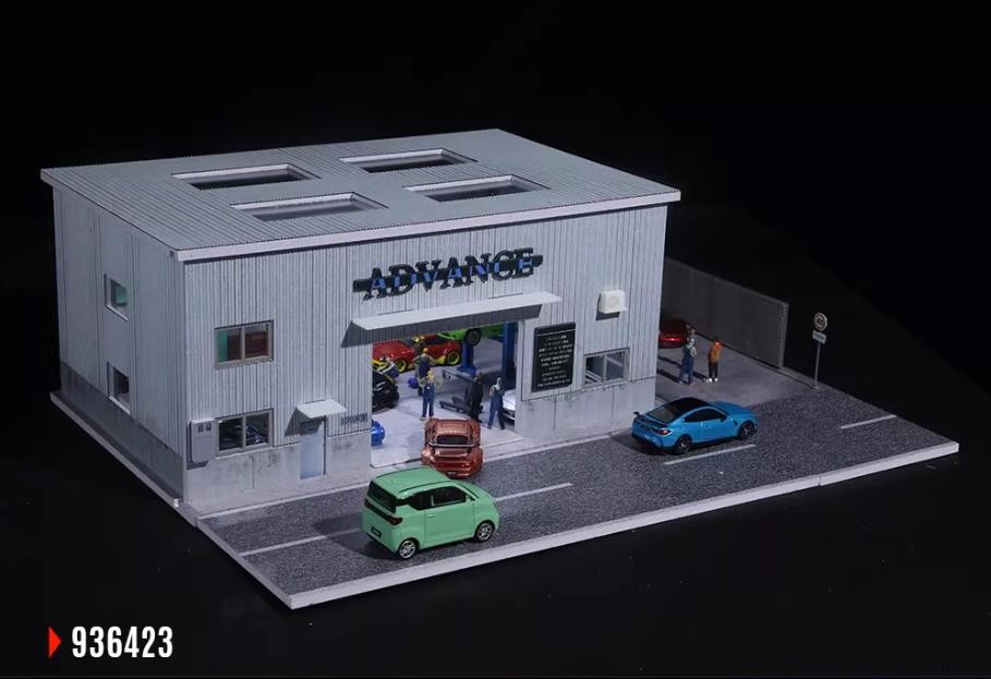 High-Precision 3D Printed 1:64 Yokohama Garage Lighted Scene Simulation Model
