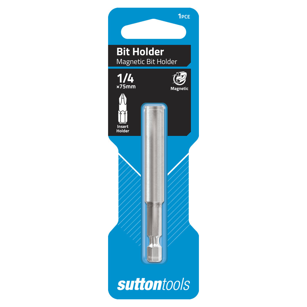 SUTTON TOOLS ¼” HEX 75mm RARE EARTH MAGNETIC BIT HOLDER WITH LOCKING C-RING