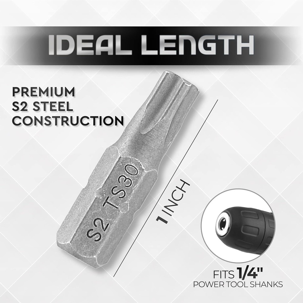 Torx plus 5-Point Tamper-Proof Security Bits - 12Pc Torx Star 5 Point, Security