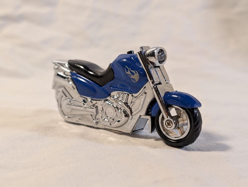 Vintage Blue Motorcycle Pocket Cigarette Cool Lighter with light!