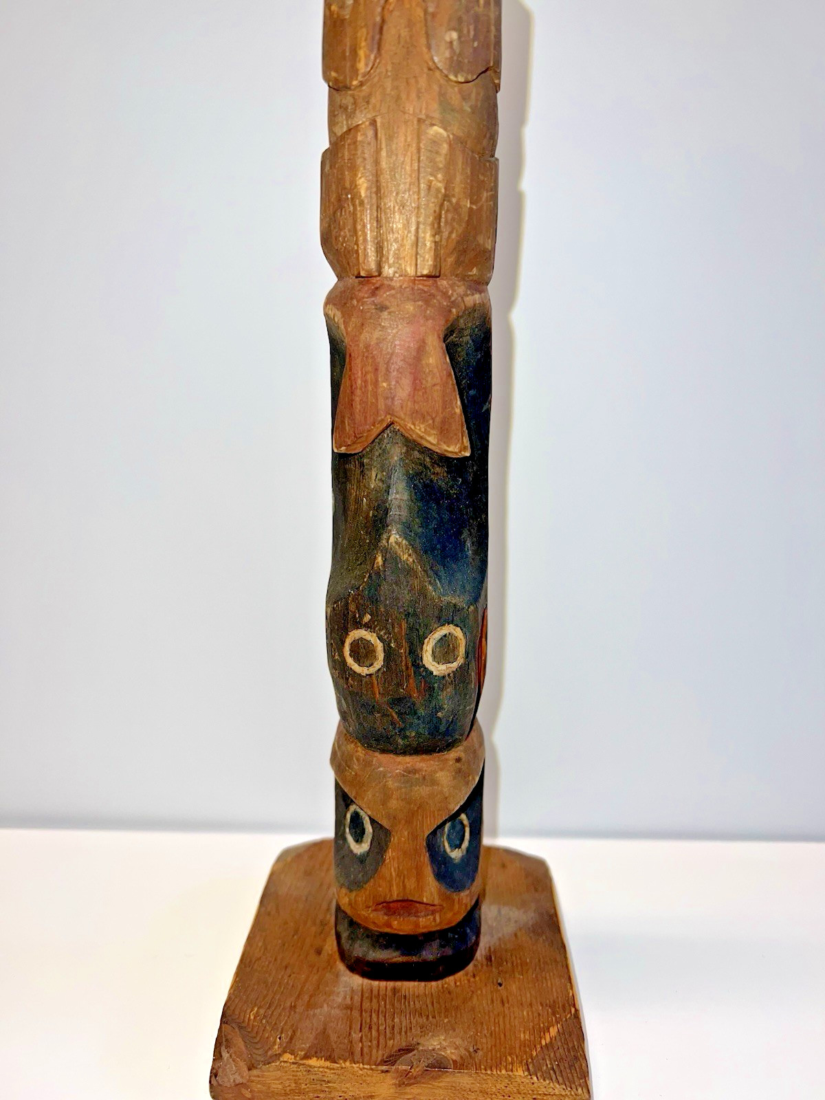 Native American Indian Pacific Northwest Coast Wood Cavred Totem; 13 1/2" Tall