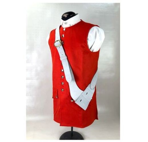 White Leather Baldric with Brass Buckle and White Double Frog