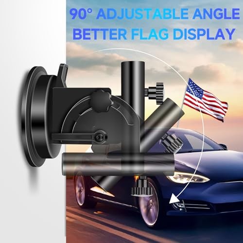 Car Flag Pole, Car Flag Holder with Adjustable Angle Suction Cup Mount, 1 Pack