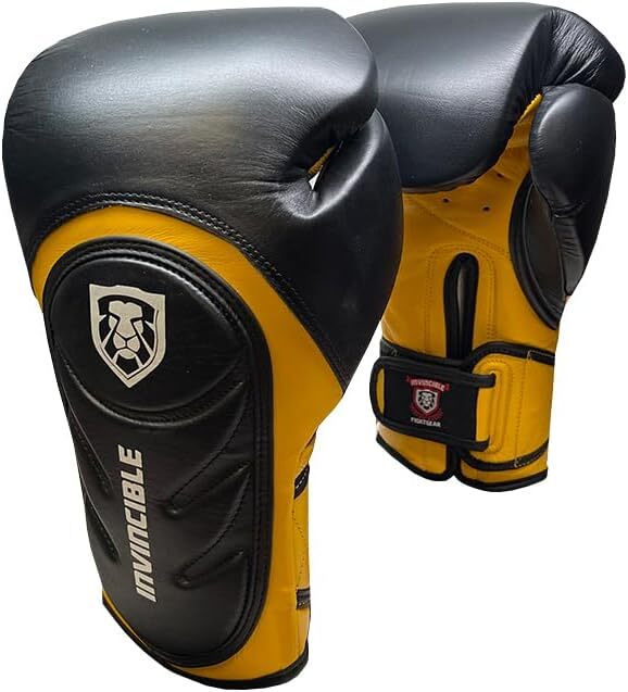 Invincible Fight Gear Professional Hook and Loop Leather Training Boxing Gloves