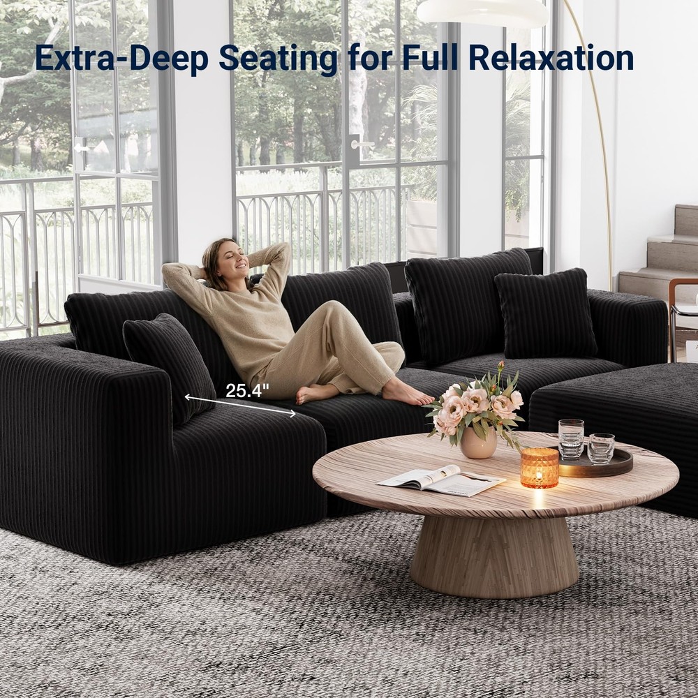 35.4” Left-Arm Facing Modular Sofa Seat, Individually Wrapped Coil Support & ...