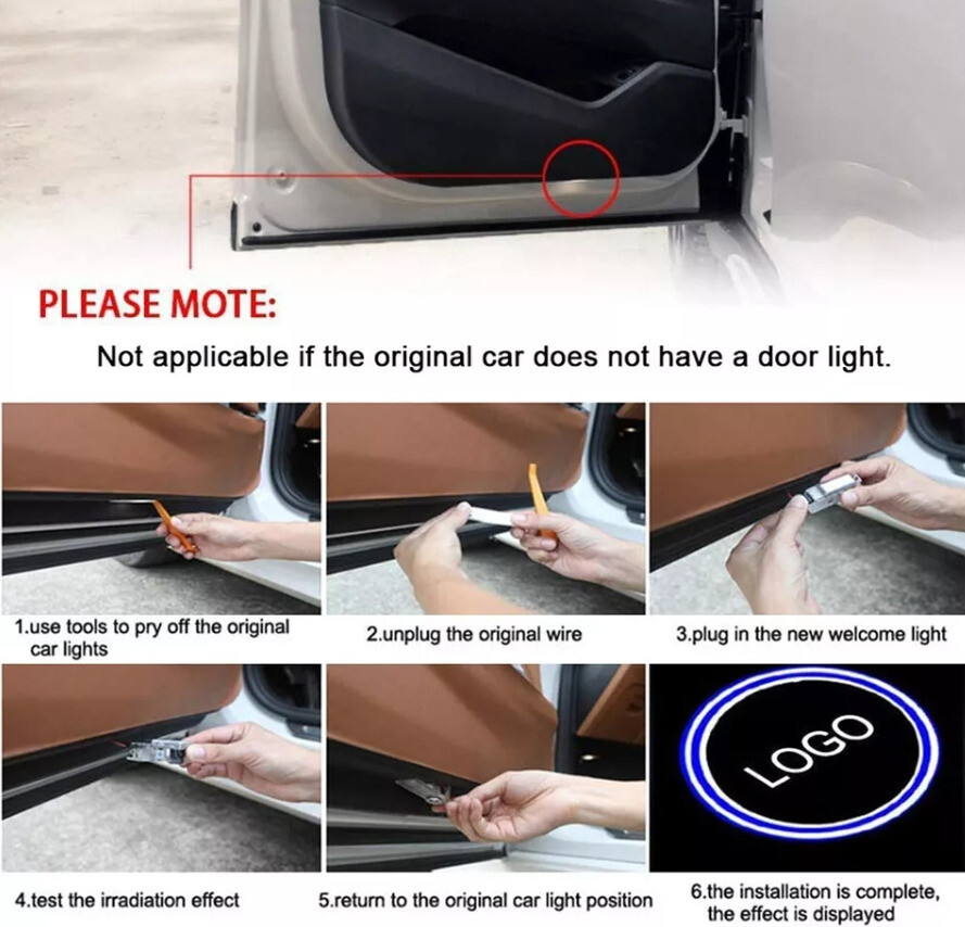 2pcs Car Door Projector Light 50th Anniversary For B-M-W E60 E63 E90 E92 E93