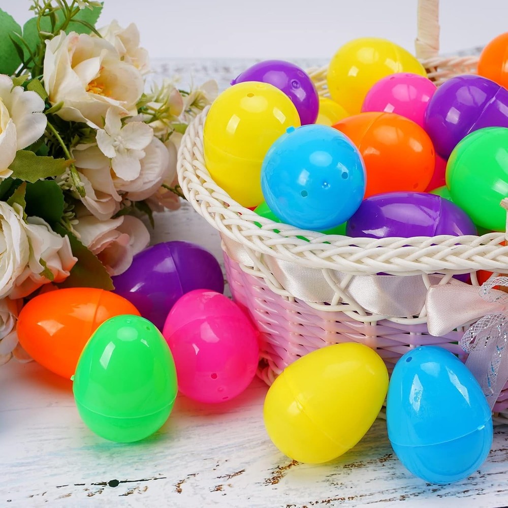 600 Pcs Plastic Easter Eggs,2.35" Bright Colors Easter Eggs for Easter Hunt, Eas