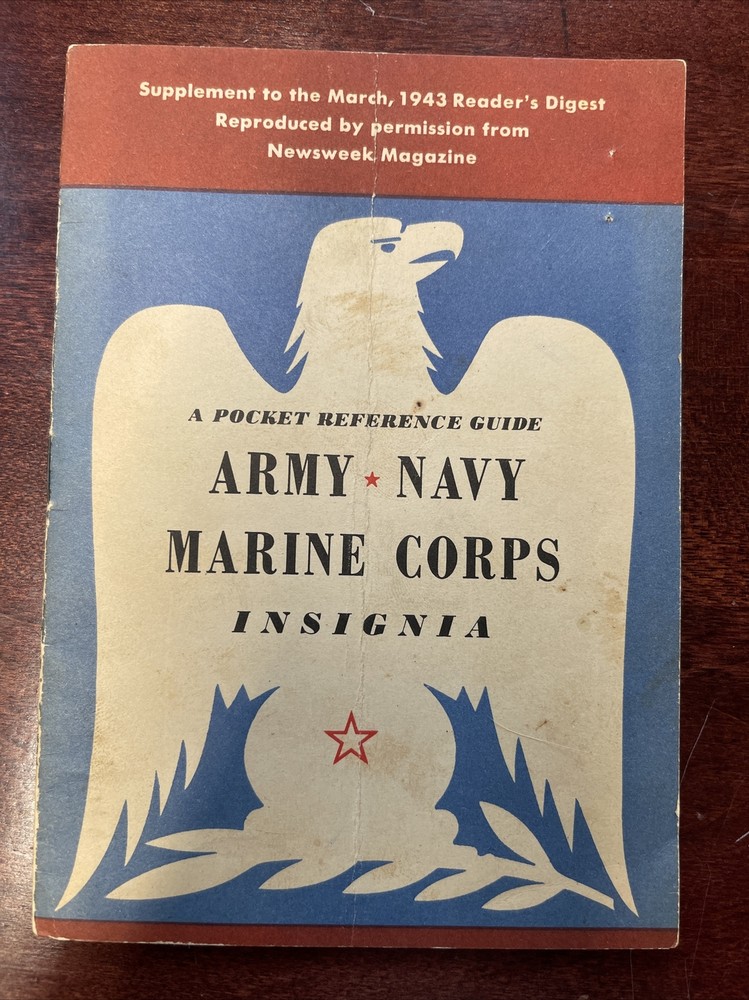 WWII 1943 A Pocket Reference Guide Army Navy Marine Corps Insignia Booklet
