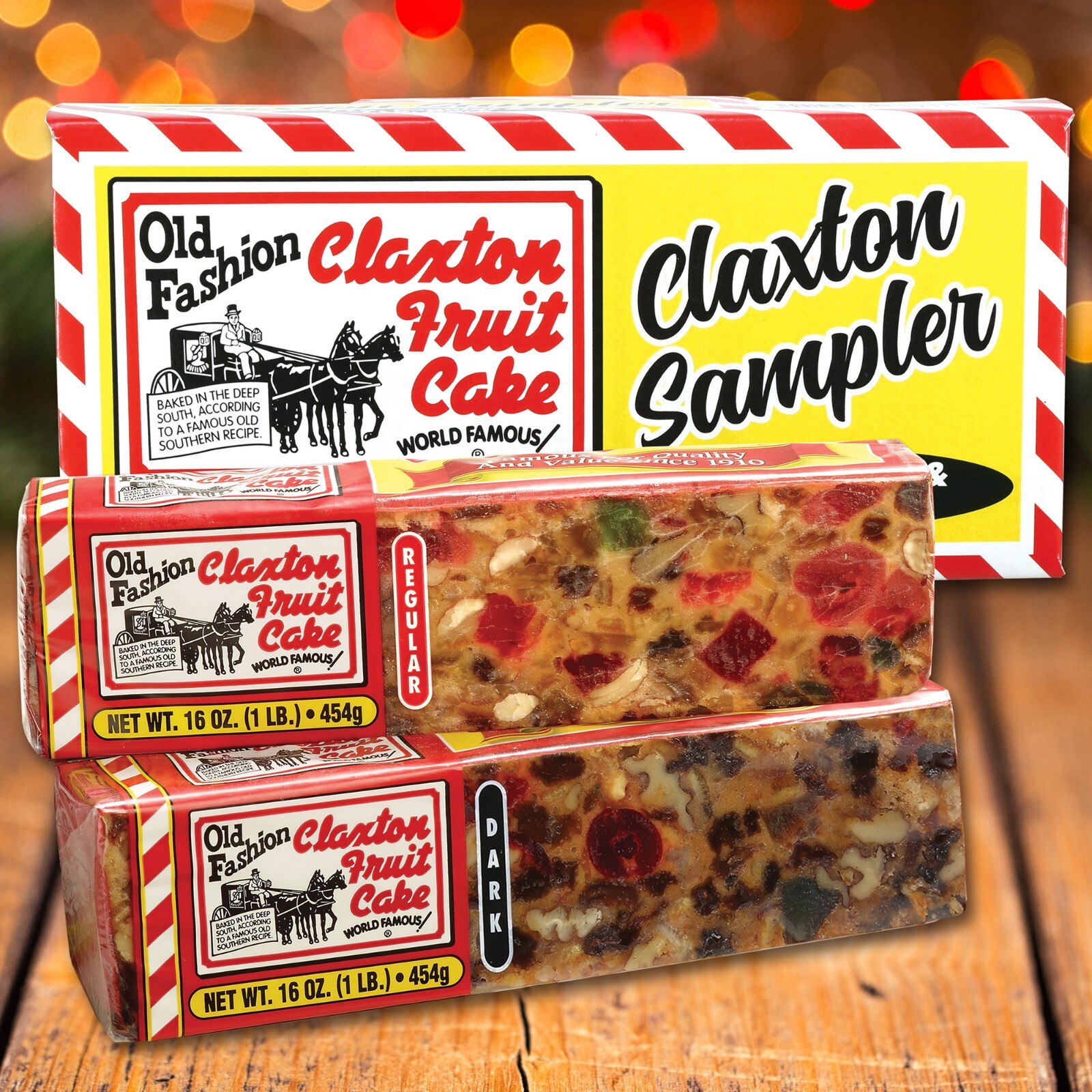 Claxton Fruit Cake - "Claxton Sampler" - 1 Lb. Each - Regular and Dark Recipe