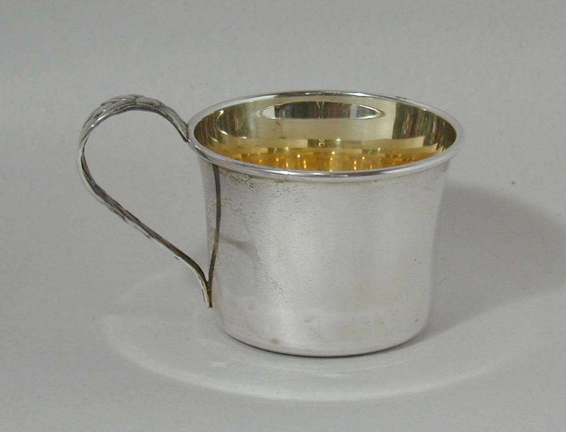 Antique Manchester Sterling 885 Art Nouveau Floral Fruit Baby Cup 925 Silver Vtg