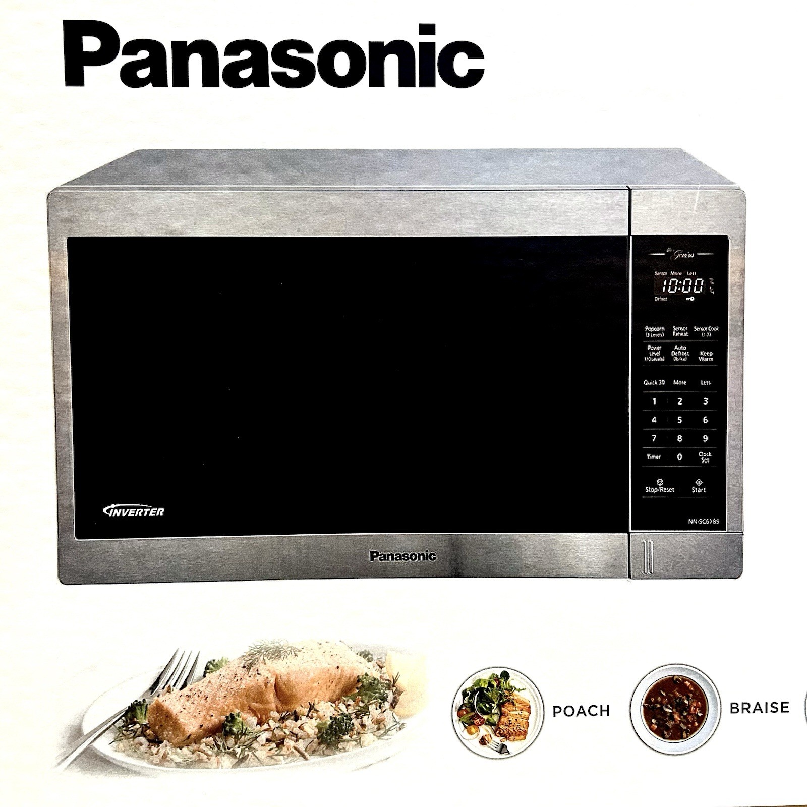 Panasonic 1.3 cu.ft. Countertop Steel Microwave Oven 1200W with Inverter Cooking