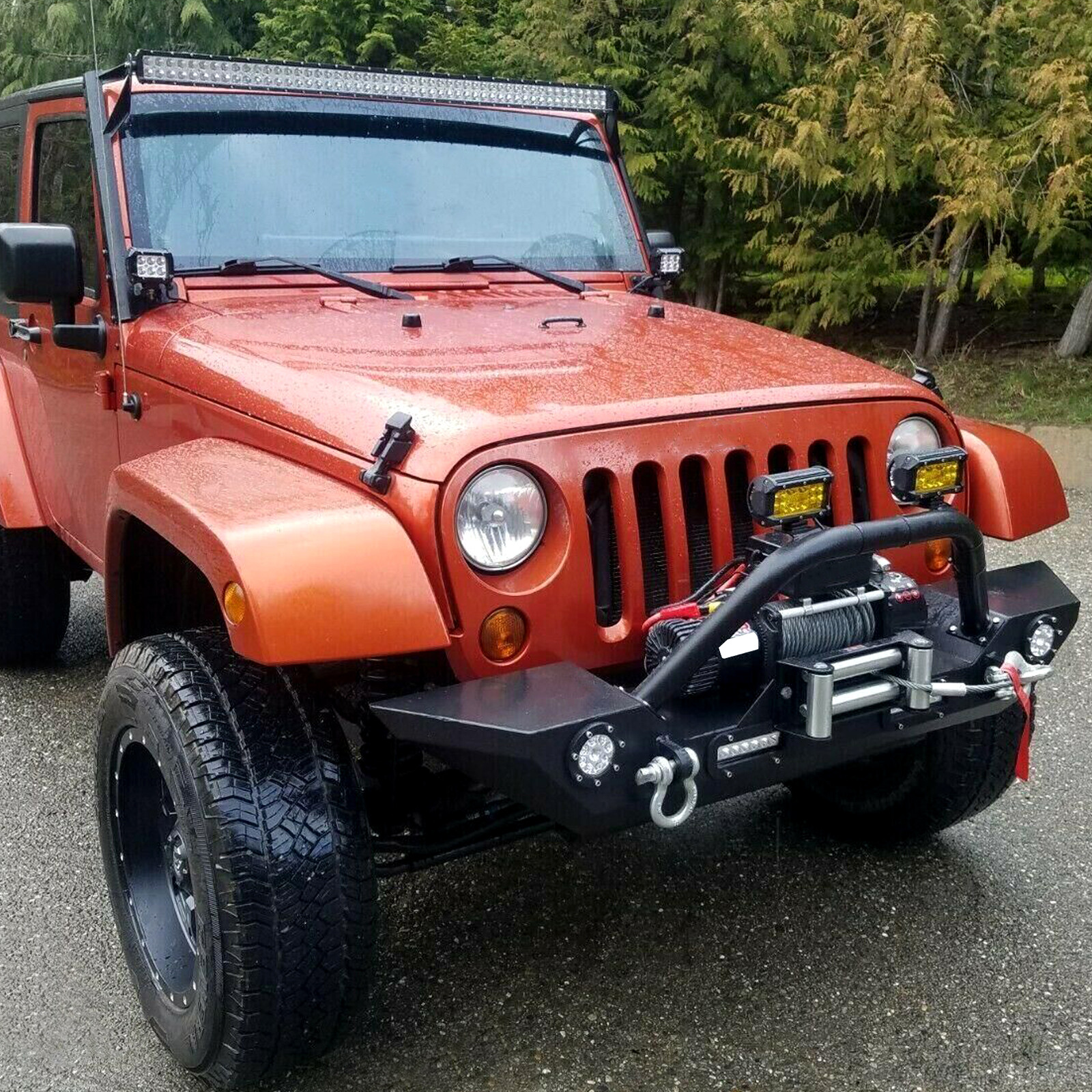 Steel Front Bumper w/LED Lights for Jeep Wrangler JK JL 07-22 Gladiator JT 20-22