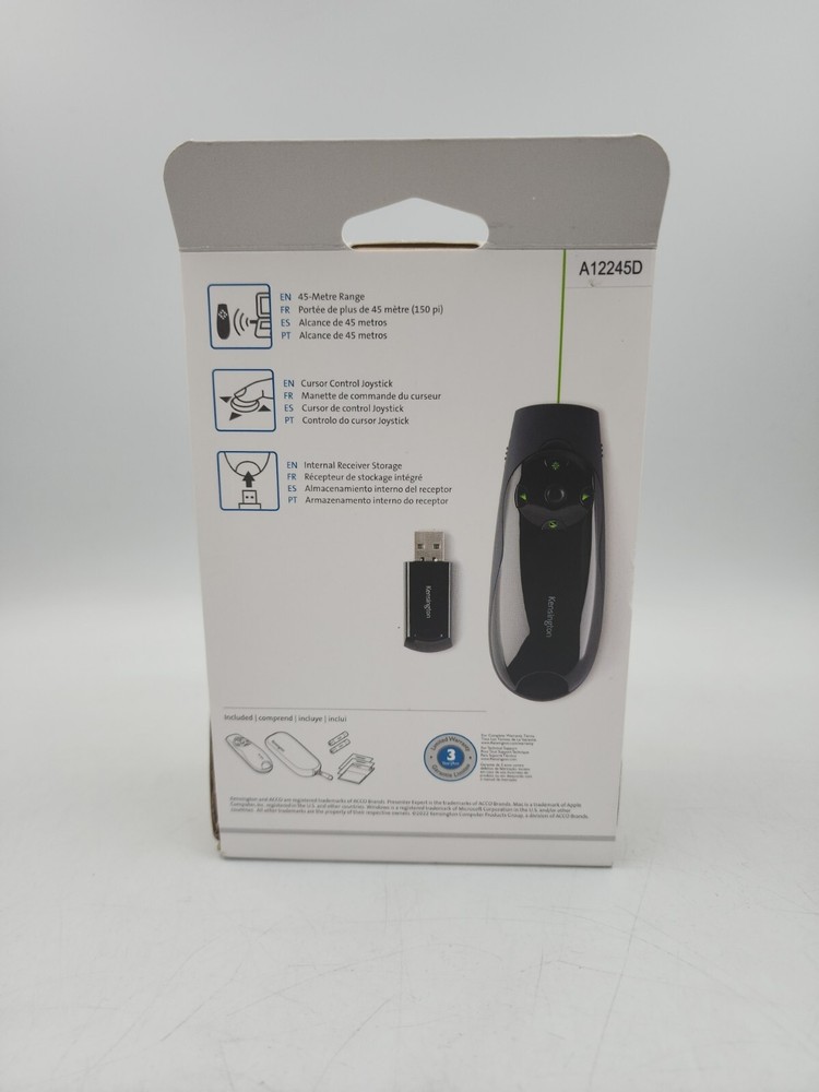Kensington Expert Wireless Presenter with Green Laser Pointer and Cursor Control