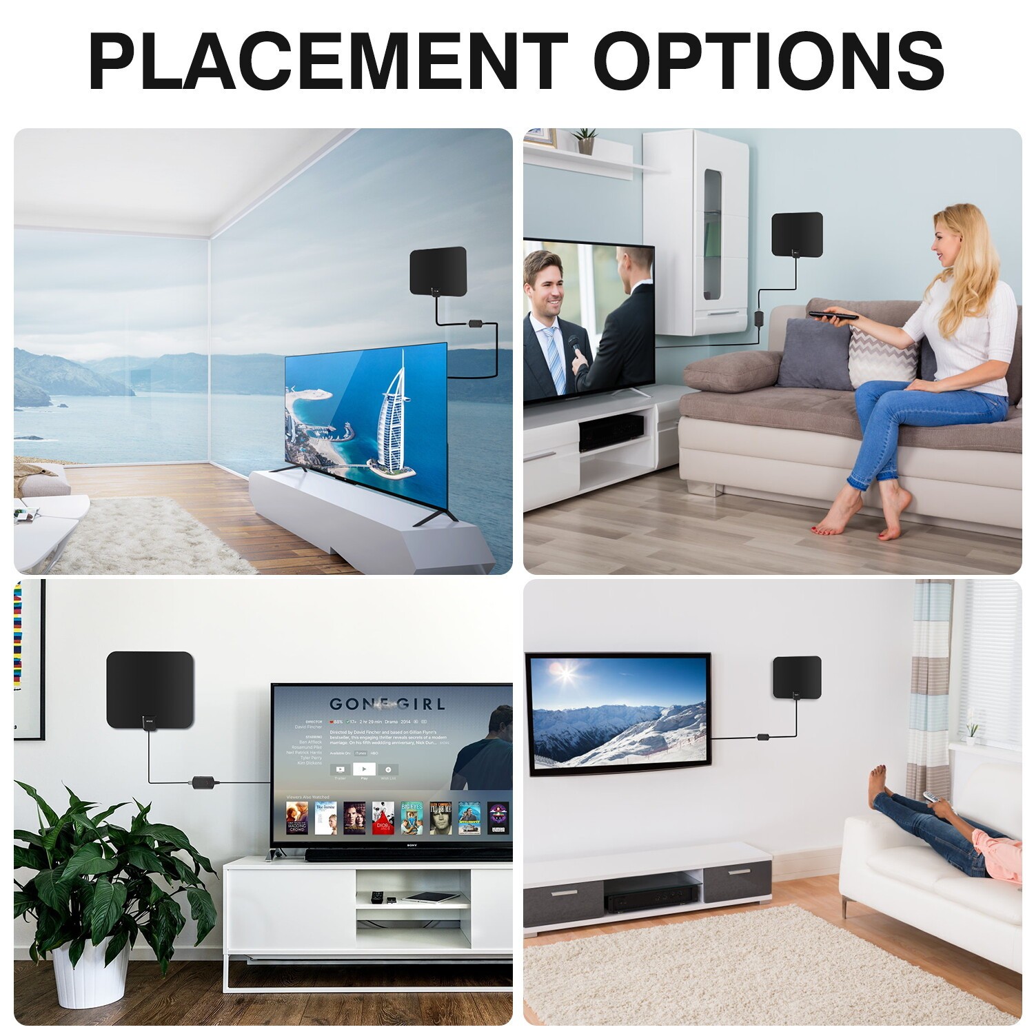 8000Miles Digital TV Antenna Indoor HDTV Amplified Signal Booster 4K HD 1080P