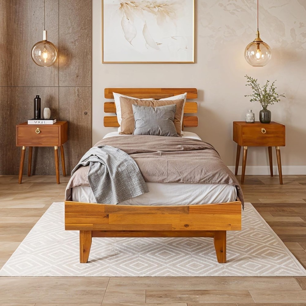 Caden Solid Wood Nightstand/Side Table/End Table Fully Assembled W/ 1-Drawer Mid