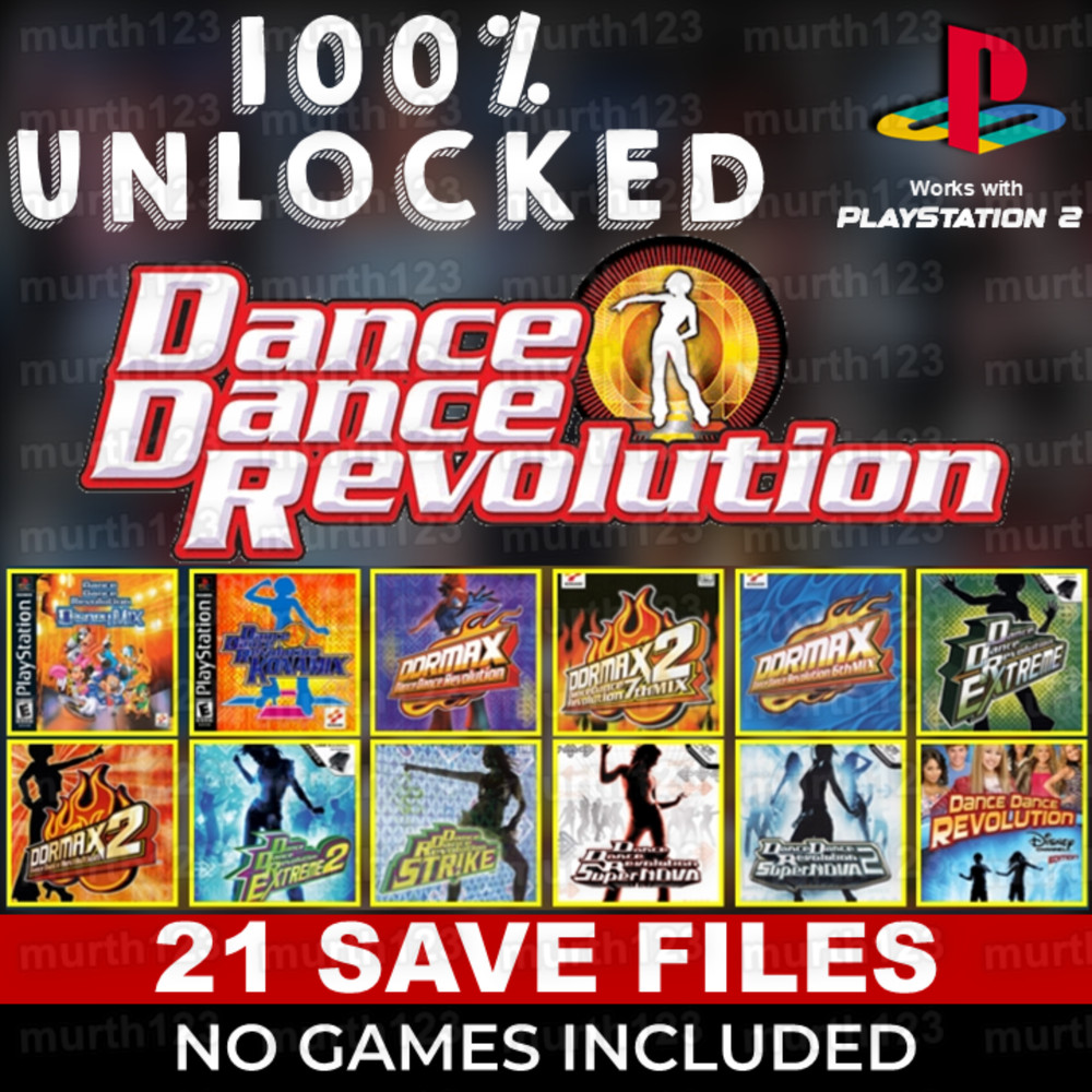 Dance Dance Revolution Save Pack ALL PlayStation 2 PS2 Memory Card Unlocked Save