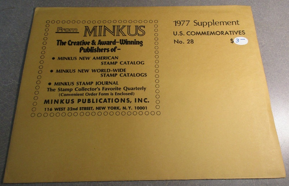 "MINKUS" 1977 SUPPLEMENT U.S. COMMEMORATIVES #28 W/FREE SHIPPING!!!